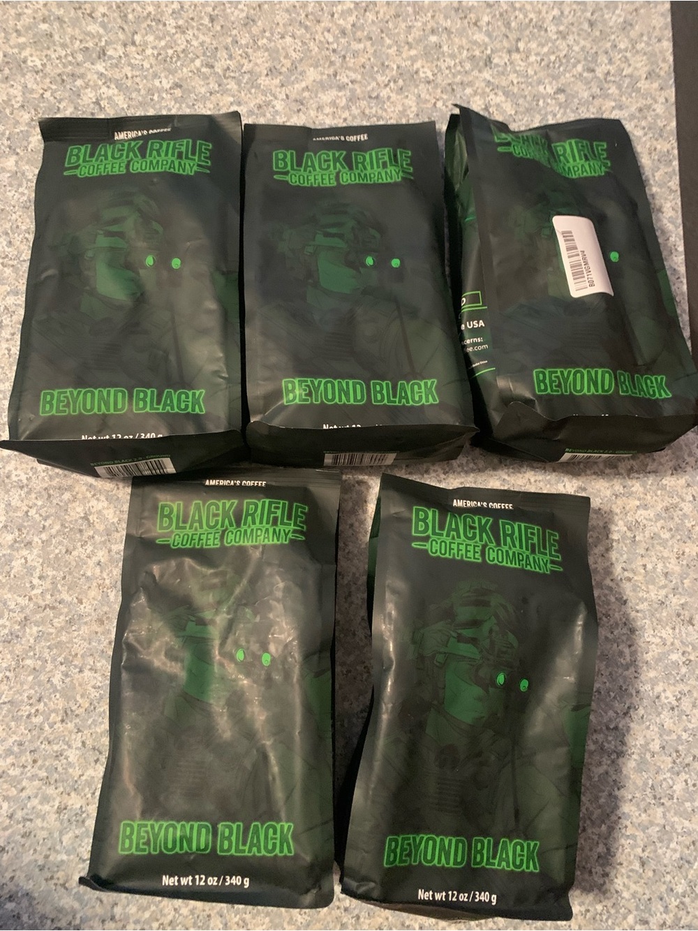5 12oz Black Rifle Ground  Dark Roast Coffee Beyond Black Exp 1/27/27